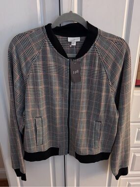 Jjill size small herringbone bomber jacket. NWT